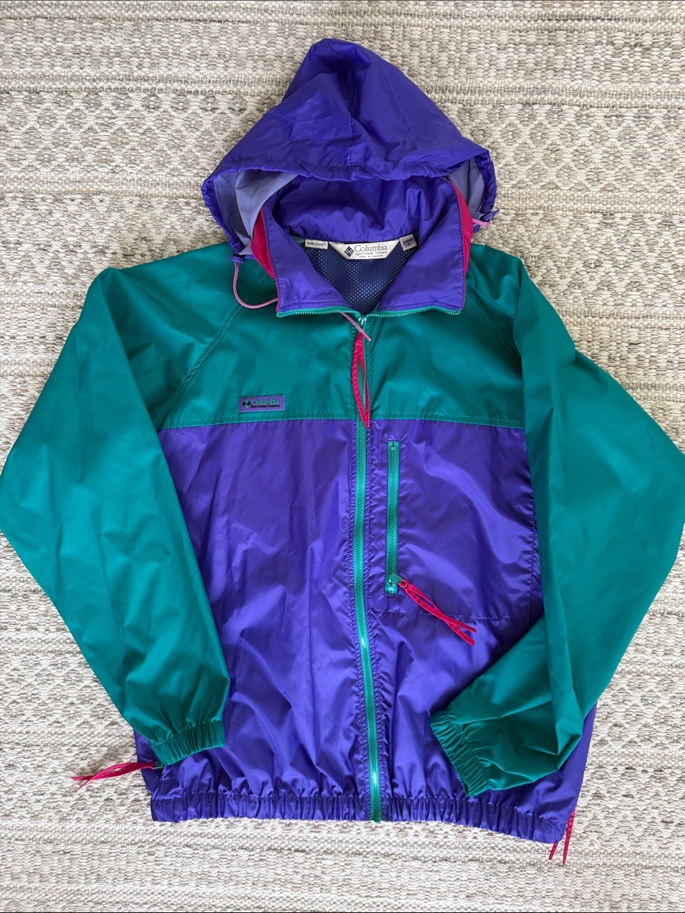 Columbia Teal and Purple Windbreaker Rain Jacket